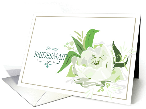 Be My Bridesmaid White Rose card (237598)