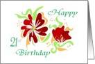 21st Birthday Card Red Floral card