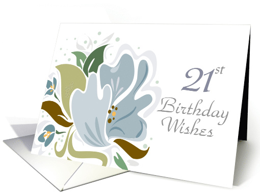 21st Birthday Card Blue Floral card (242518)