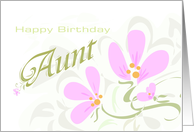 Happy Birthday Aunt Pink Flowers Polka Dots card