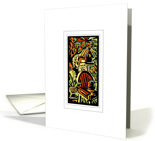 Garden Chair and Birdhouse Note card (247258)