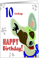 Tenth Birthday Zany Dog card