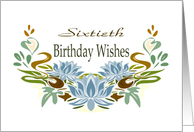 Sixtieth Birthday Blue Lotus Flowers card