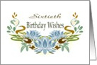 Sixtieth Birthday Blue Lotus Flowers card