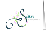Sister you’ve grown on me card