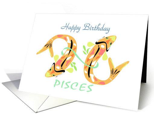 Pisces Happy Birthday card (453243)