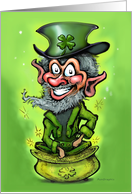 Leprechaun on Pot of Gold card