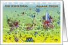 Dallas Fort Worth Texas Cartoon Map card