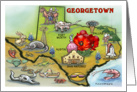 Georgetown Texas Cartoon Map card