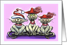 Santa hat and Cats with Red Hats card