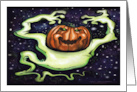 Ghostly Halloween Carved Pumpkin card