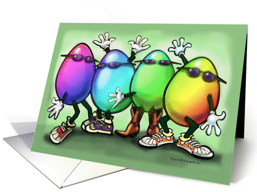 Humorous Colored Easter Eggs Wearing Sunglasses card (1190482)