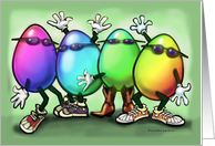 Humorous Colored Easter Eggs Wearing Sunglasses card