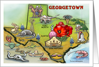Georgetown Texas Cartoon Map card