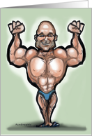 Bald Muscle Dude Card