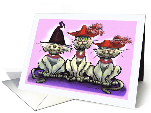 Witch Hat and Cats with Red Hats card (1480266)