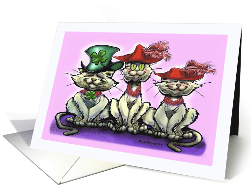 Lucky Irish Hat and Cats with Red Hats card (1480270)