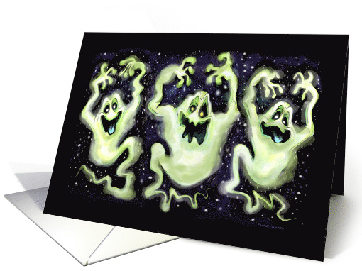 Ghostly Trio of Silly Halloween ghosts card (1498436)