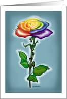 Single Long Stem Rainbow Rose card