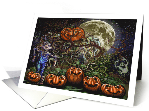 Halloween Jack O Lanterns on Twisted Vines with Ghosts card (1705892)