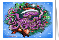 Christmas Octopus Wreath card