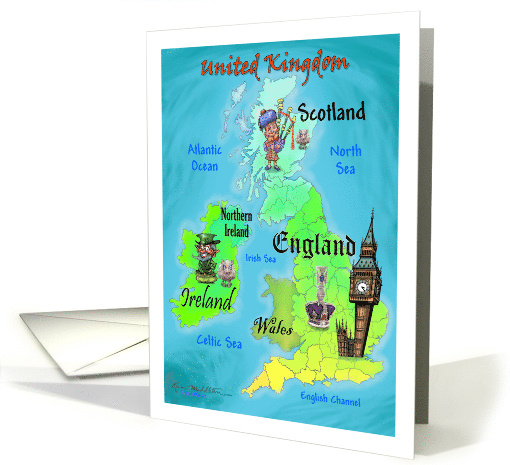 United Kingdom Fun Map Blank Inside card (1834326)