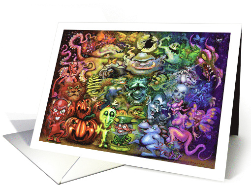 Magical Rainbow of Halloween Creatures blank inside card (1878646)