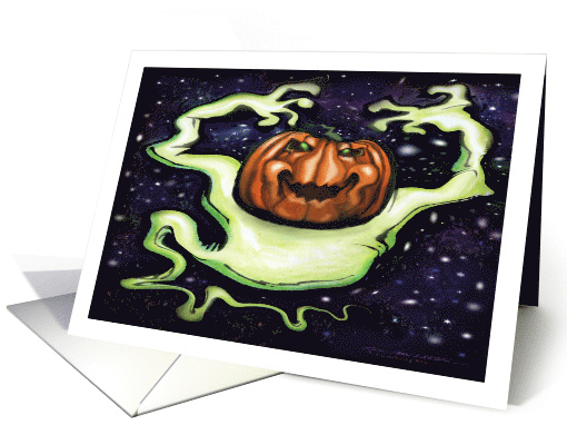 Ghostly Halloween Carved Pumpkin card (1883826)