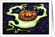 Ghostly Halloween Carved Pumpkin card