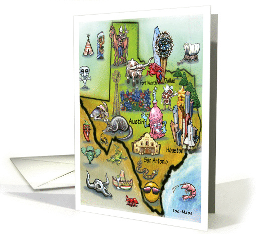 Texas Cartoon Map card (228090)