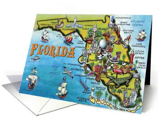 Florida Cartoon Map card (431126)