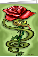 Love Bites, Snake Around Red Rose card