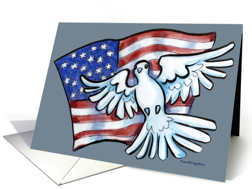 US Flag and Dove of Peace card (642771)