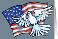US Flag and Dove of Peace card