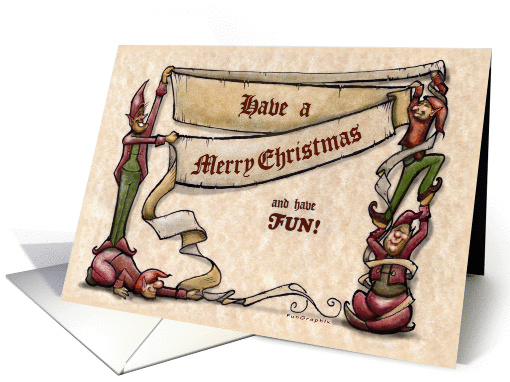 Merry Christmas Elves card (644003)