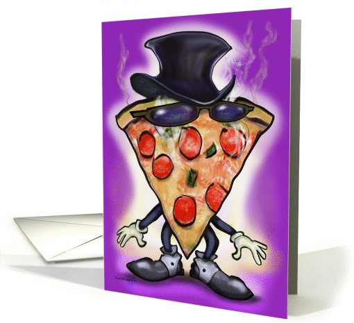 Pizza Themed Rehearsal Dinner Party, Pizza with Top Hat card (654635)