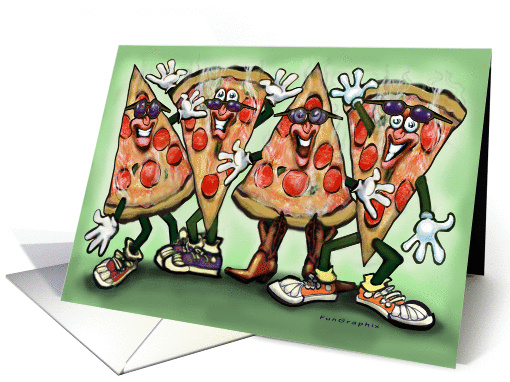 Pizza Party Invitation, Dancing Pizza Slices card (655606)