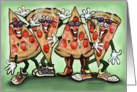 Pizza Party Invitation, Dancing Pizza Slices card