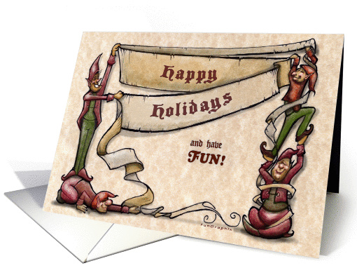Happy Holidays - Christmas Elves card (661018)