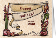 Happy Holidays - Christmas Elves card