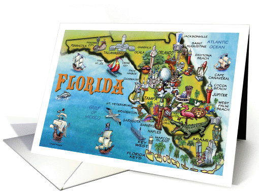 We've Moved, Florida Cartoon Map card (664815)