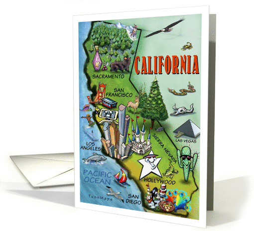 We've Moved, California Cartoon Map card (664821)