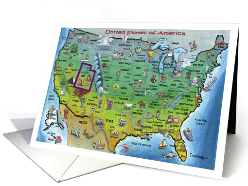 We've Moved, Utah USA Cartoon Map card (671454)