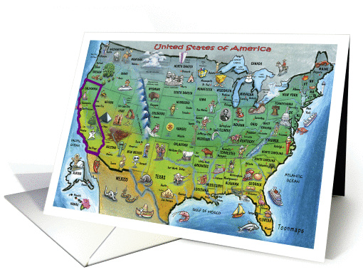 We've Moved, California USA Cartoon Map card (671456)