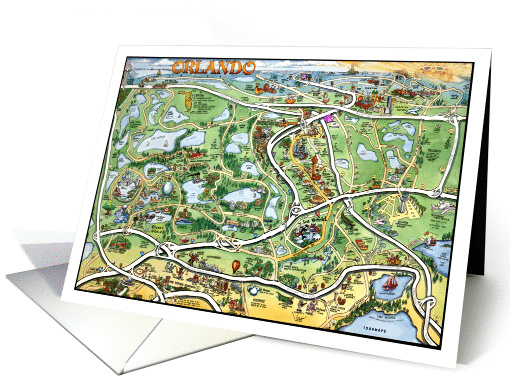 Orlando Florida Cartoon Map card (705541)