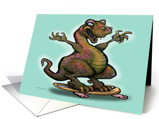 Skateboarding Birthday Party Invitation, Dinosaur card (786792)