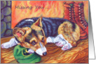 Missing You, Pembroke Welsh Corgi dog card