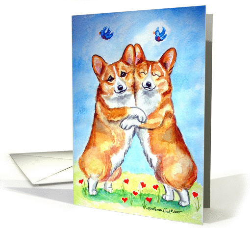 Hugs, Pembroke Welsh Corgi dog card (310099)