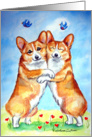 Hugs, Pembroke Welsh Corgi dog card