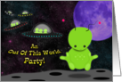 An out of this world kids party alien themed invitation card